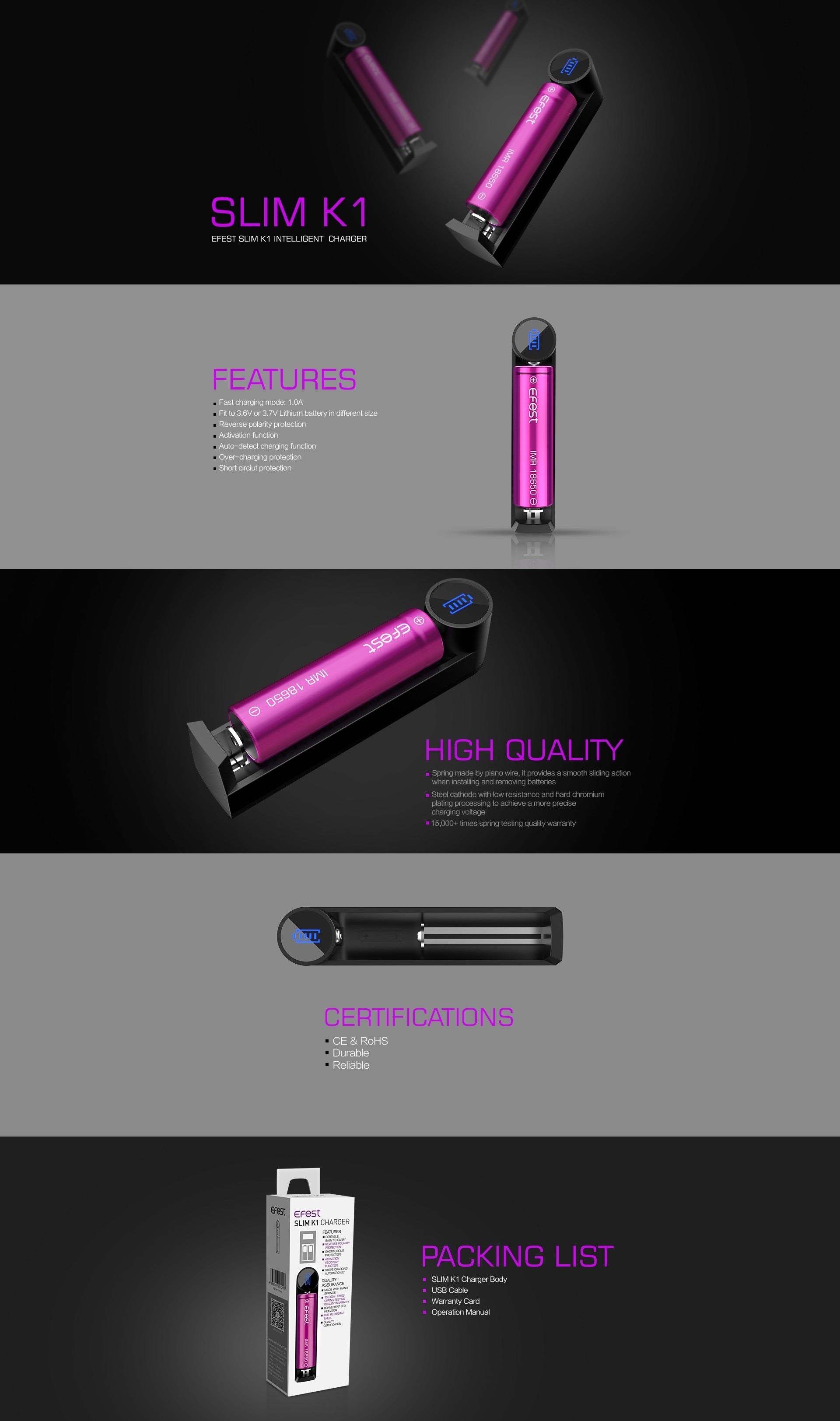 Efest Slim K1 Charger